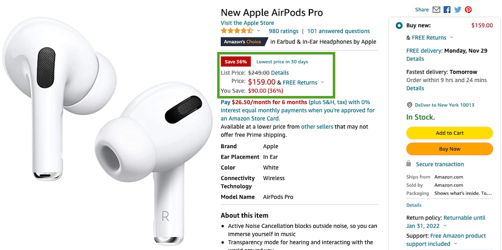 2021 AirPods Pro Black Friday deal on Amazon