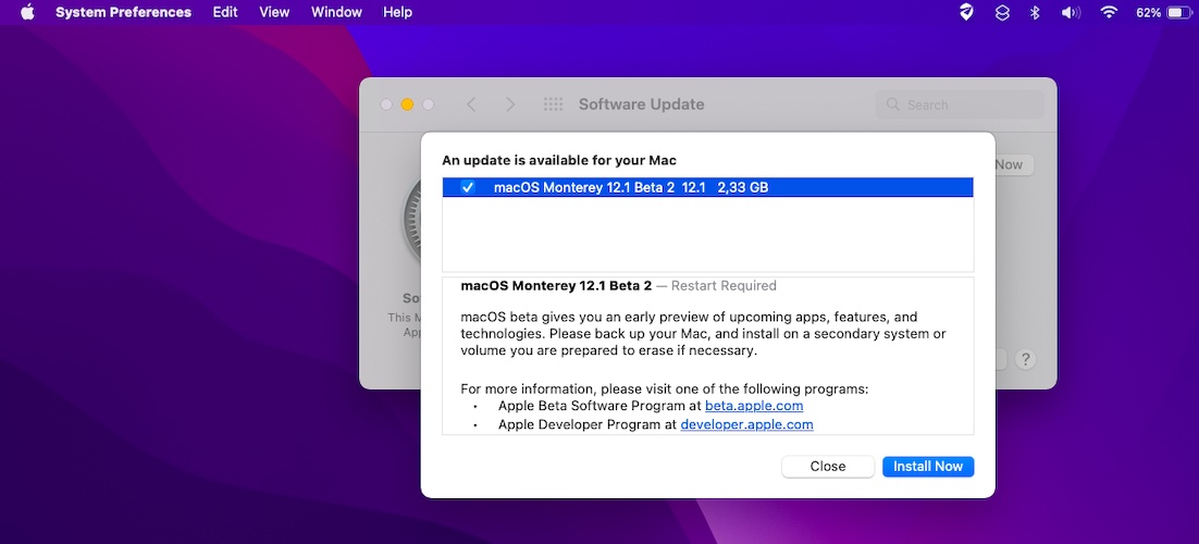 macOS Monterey 12.1 beta 2 download