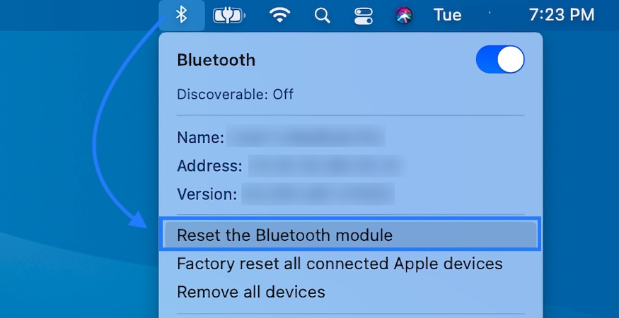 reset the Bluetooth module on Mac