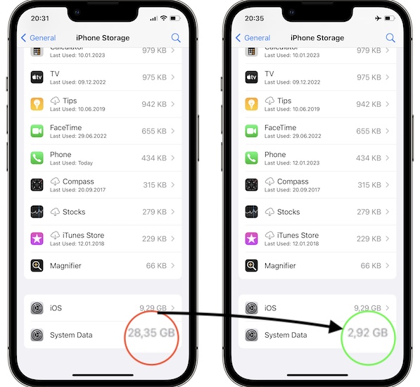 how to delete system data on iphone