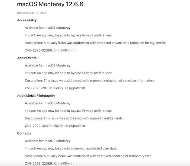 macOS 12.6.6 security fixes