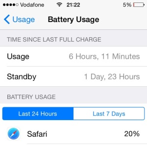 battery duration menu