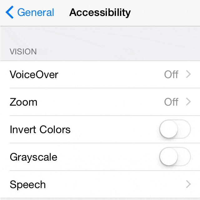 ios grayscale on and off setting