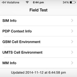 iphone field test menu
