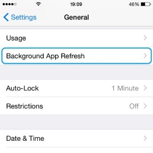 background app refresh settings menu