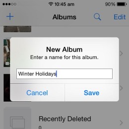 adding a new photos album in iOS
