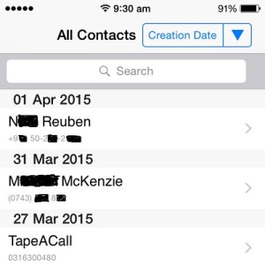 iphone contacts creation date listing