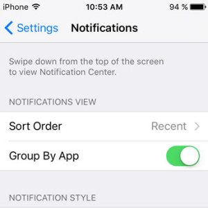 ios 9 group iphone notifications by app