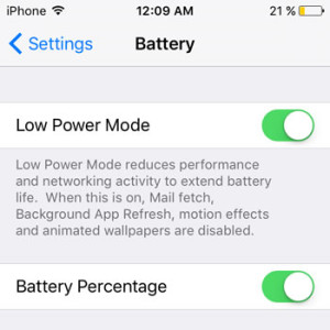 ios 9 low power mode feature