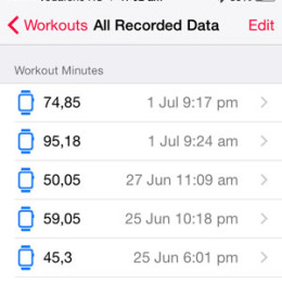 apple watch workouts saved in ios health app