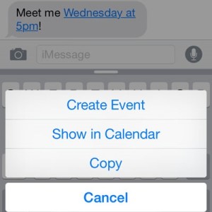 create ios calendar event from iphone messages
