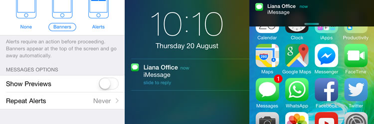 iphone new message notification with hidden preview