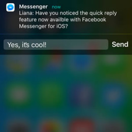 ios 9 facebook messenger quick reply feature