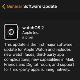 watchOS 2 software update for apple watch
