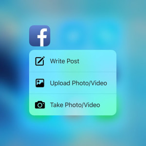 facebook for ios 3d touch quick action menu