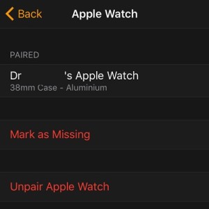 mark apple watch as missing setting