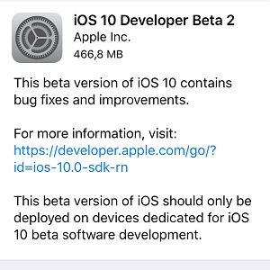 ios 10 developer beta 2