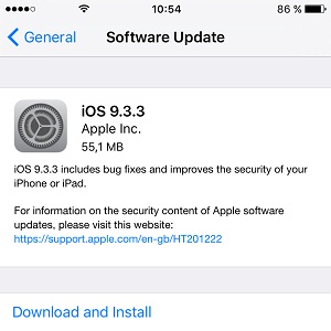 ios 9.3.3 software update screen
