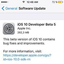 ios 10 developer beta 5 software update
