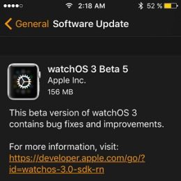 watchos 3 beta 5 software update