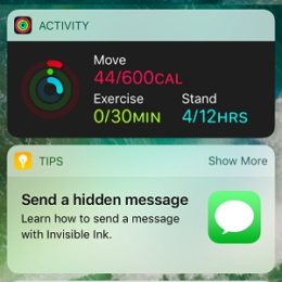 iOS 10 Activity and Tips Widgets.