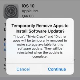ios temporarily remove apps to install software update