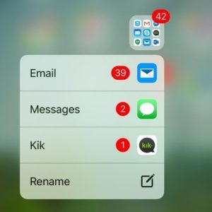 3d touch menu for folder badge notifications