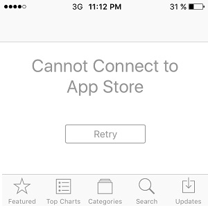 Cannot connect to App Store iPhone error.