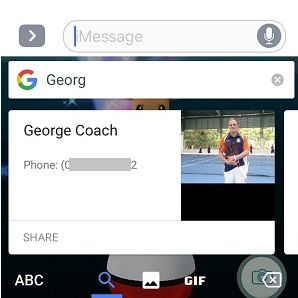 contact sharing via gboard