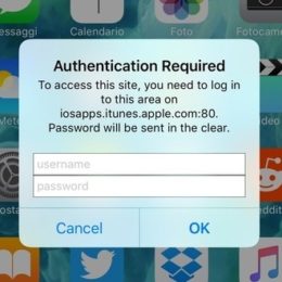 ios authentication required warning prompt