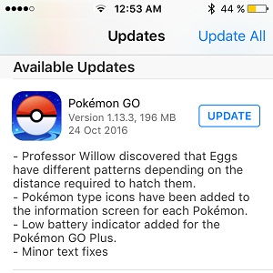 Pokemon GO 1.13.3 App Update