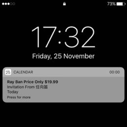 Spam received under the form of Calendar Invitation on iPhone