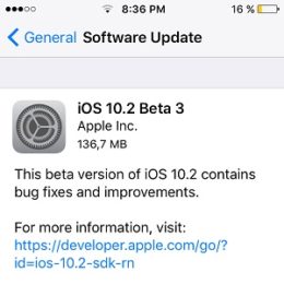 iOS 10.2 Beta 3 Software Update