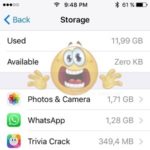 iphone storage displaying zero kb available