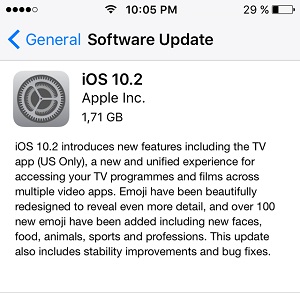 iOS 10.2 Software Update