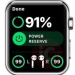apple watch displaying AirPods battery level