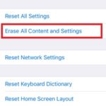 erase all content and settings ios option