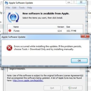 itunes 12.6 update error screen