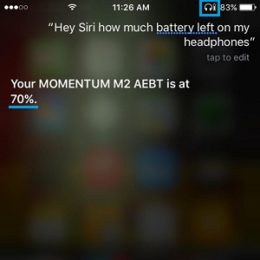 siri speaking out battery level for bluetooth connected headset