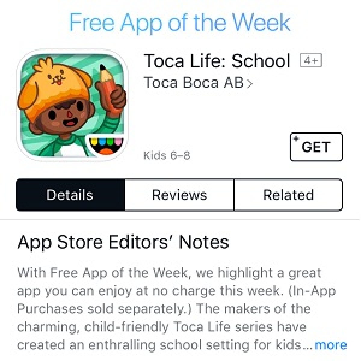 Apple's Free App of the Week is Toca Life: School - Download Today