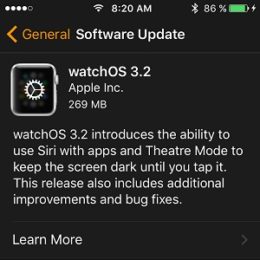 watchos 3.2 software update screen