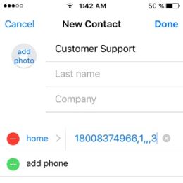 iphone contact with dial extensions set up