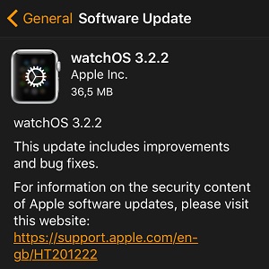 watchos 3.2.2 software update screen