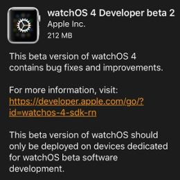 watchos 4 developer beta 2 software update