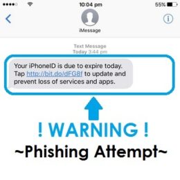 apple id phishing attempt via text message