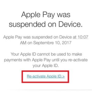 apple pay was suspended on device phishing mail