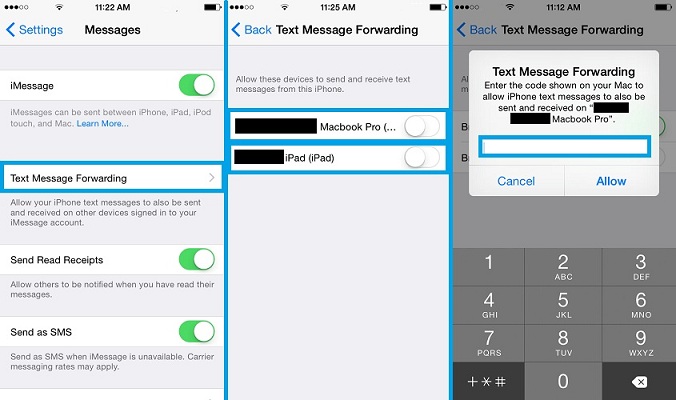 connecting iphone to mac text message forwarding