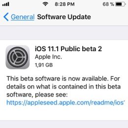ios 11.1 Public beta 2 software update screen