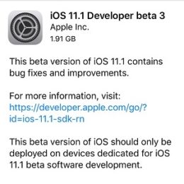 ios 11.1 developer beta 3