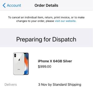 silver iphone x preparing for dispatch
